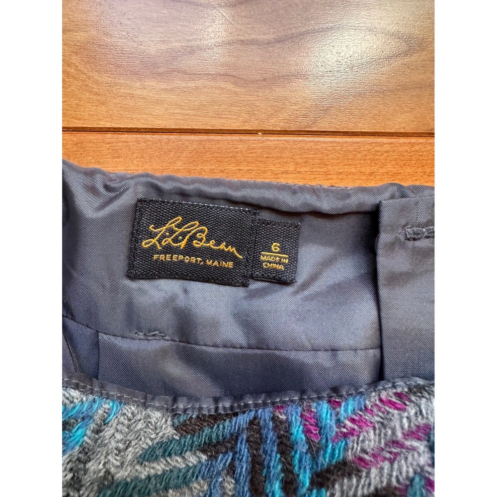 LL Bean Womens Wool Blend Plaid Mini Skirt Blue Grey Herringbone Size 6 283889 - Picture 6 of 7